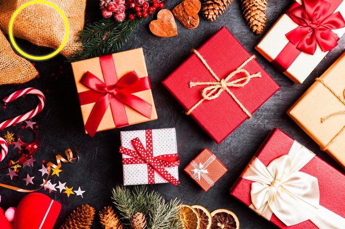 Christmas presents on dark background