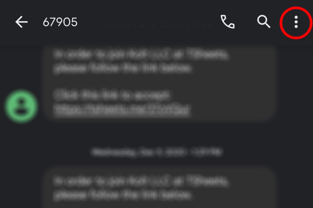 Dots In Corner Of Spam Message Android