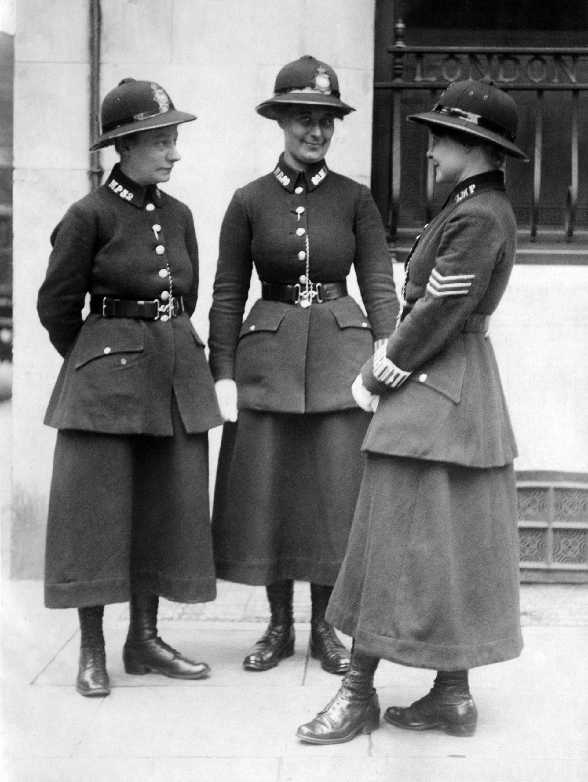 Three police women on duty in London.