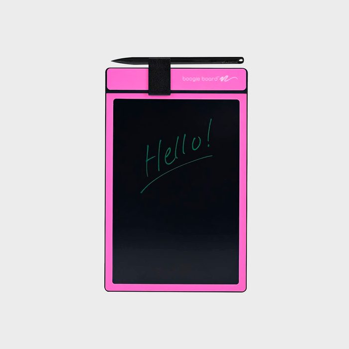 Pink electronic writing tablet displays 