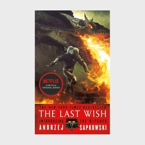 A warrior wields swords against a fire-breathing dragon in an intense battle scene. Text: 