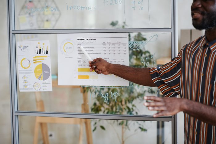 Businessman presenting financial report
