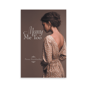 Woman in polka-dot dress stands against brown backdrop, featured on a book cover. Text: 