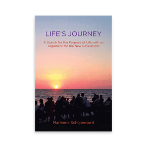 Book cover shows a group of people watching a sunset over the ocean. Text reads: 