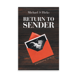 Ultrasound photo emerges from red envelope on wooden table. Text: 