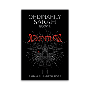 Book cover displaying a skull-shaped spider web with bold text 