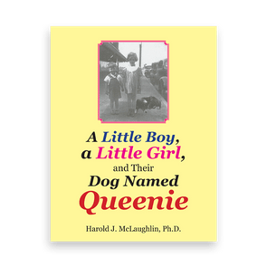 Cover features a photo of two children with a dog on a sidewalk. Title: 