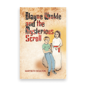 Boy holding scroll, standing next to a girl in white dress on a book cover. Title: 