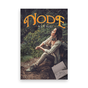 A person sits on the ground sketching in a notebook, surrounded by lush greenery. Text reads 