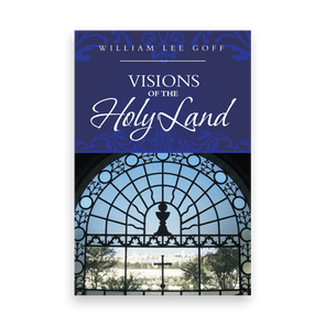 Book cover features ornate window framing a cross, overlooking a landscape. Text reads: 