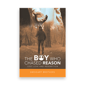 A boy walks a forest path beneath a large, disembodied hand. Text reads: 