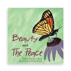 Butterfly perched on purple flower, featured on a book cover with green background. Text reads 