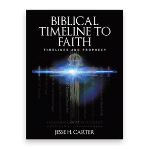 Book cover; glowing sword vertically bisects timeline with biblical events. Text: 