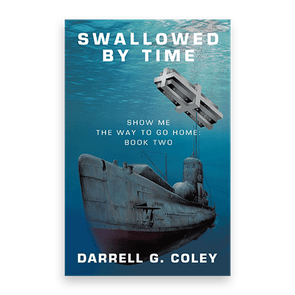 Submarine floats underwater beneath the title 