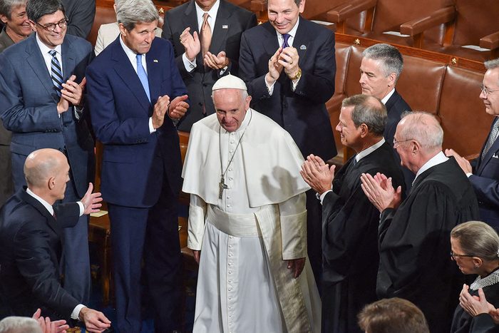 Pope Francis arrives to address the joint session of Congress