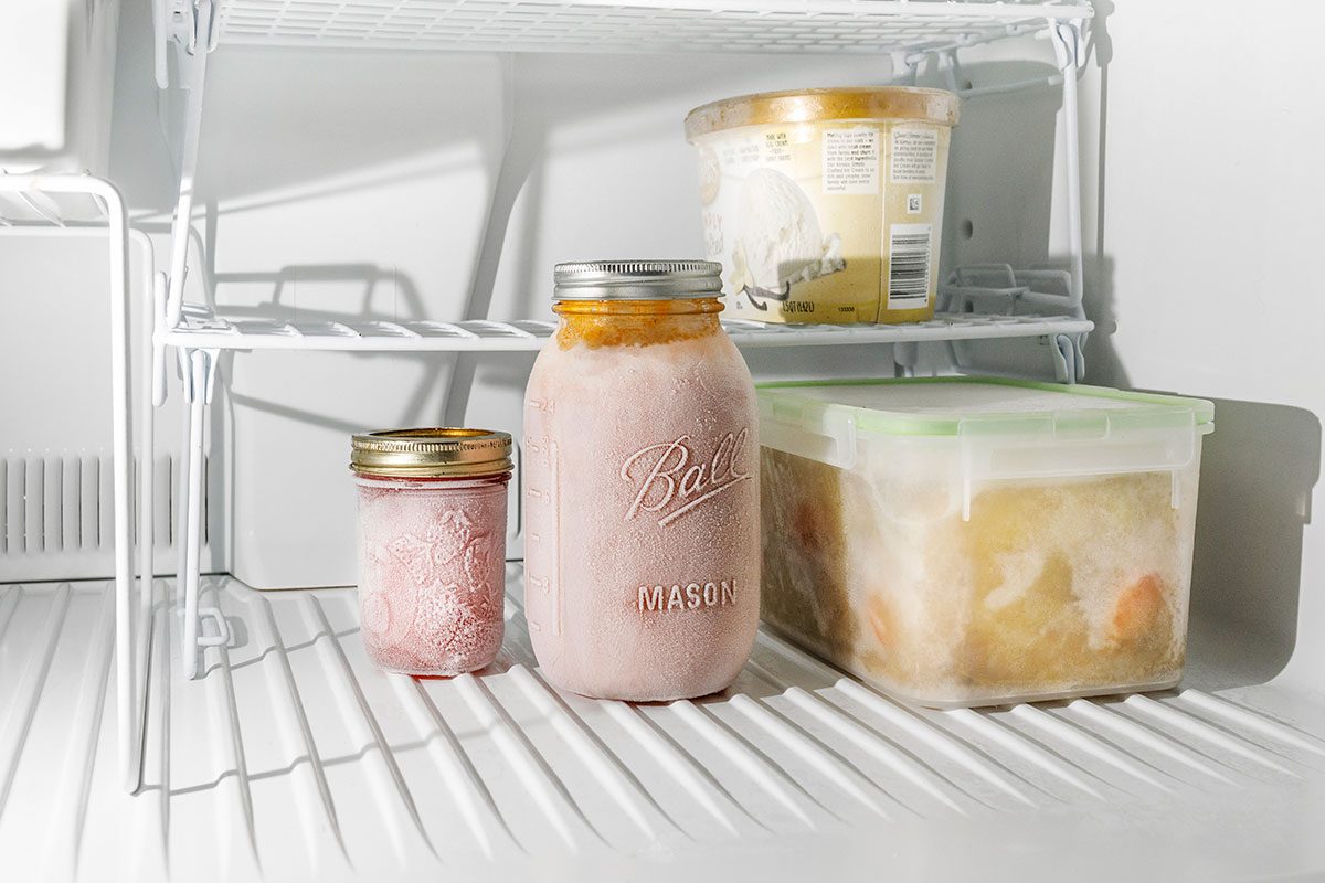 Food products placed in the freezer